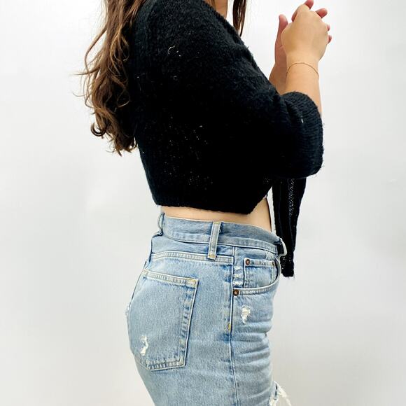 Wooden Ships Size S/M Black Front Tie Cardigan - Picture 4 of 8